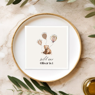 1. Geburtstag Wild One Bär moderne elegante Foto Serviette
