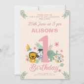 1. Geburtstag, Wild One Jungle Safari Party Einladung (Vorderseite)