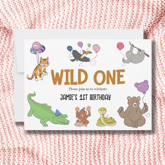 1. Geburtstag Wild One Jungle Safari Tiere Einladung