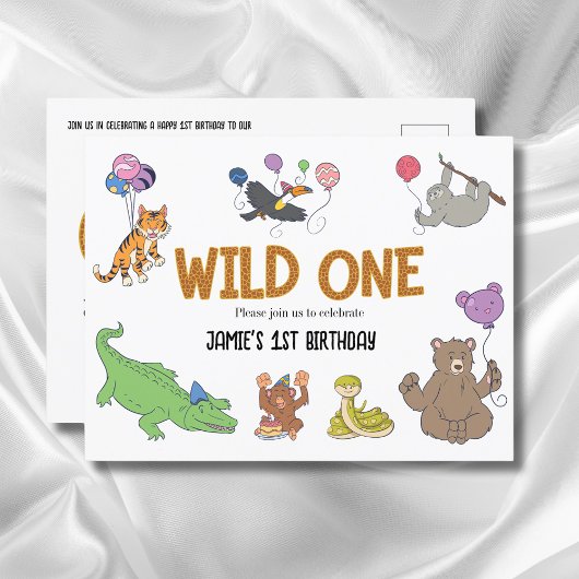 1. Geburtstag Wild One Jungle Safari Tiere Postkarte