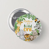 1. Geburtstag Wild One Safari Dschungelschaltfläch Button (Vorne & Hinten)