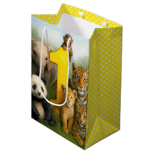 1. Geburtstag Wildtier-Babys Mittlere Geschenktüte