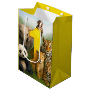 1. Geburtstag Wildtier-Babys Mittlere Geschenktüte