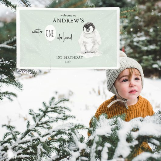 1. Geburtstag Winter Wonderland Geburtstagsbegrüßu Banner