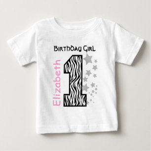 1. Geburtstag Zebra Ein Jahr alter Individuelle Na Baby T-shirt