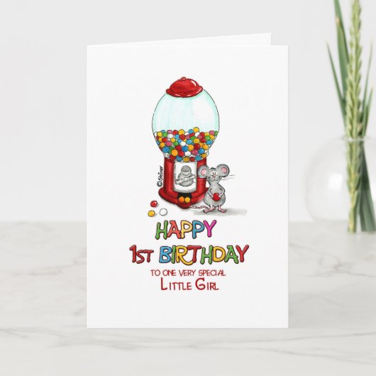 1. Geburtstag zu einem ganz besonderen kleinen Mäd Karte (Vorderseite)