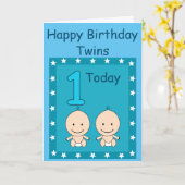 1. Geburtstag Zwillingsboys nach Maß Karte (Gelbe Blume)