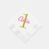 1. Geburtstags-Cocktail Napkin Pink Gold Weiß Serviette (Ecke)