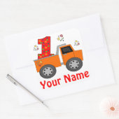 1. Geburtstags-Dump Truck Personalisierter Aufkleb Quadratischer Aufkleber (Umschlag)