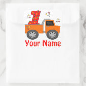 1. Geburtstags-Dump Truck Personalisierter Aufkleb Quadratischer Aufkleber (Tasche)