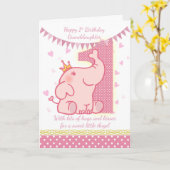 1. Geburtstags-Enkelin, rosa Elefant-Karte Karte (Gelbe Blume)