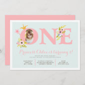 1. Geburtstags-Foto-Prinzessin Party Einladung (Vorne/Hinten)
