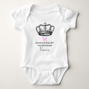1. Geburtstags-Geburtstag Lustige Prinzessinnenkro Baby Strampler