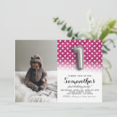 1. Geburtstags-Glitzer-Portrait Einladung (Stehend Vorderseite)