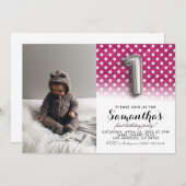 1. Geburtstags-Glitzer-Portrait Einladung (Vorne/Hinten)