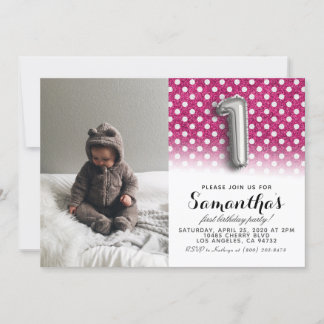 1. Geburtstags-Glitzer-Portrait Einladung