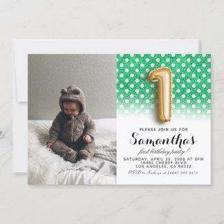 1. Geburtstags-Glitzer-Portrait Einladung