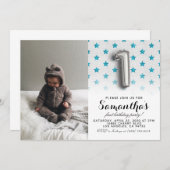 1. Geburtstags-Glitzer-Portrait Einladung (Vorne/Hinten)