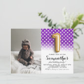 1. Geburtstags-Glitzer-Portrait Einladung (Stehend Vorderseite)