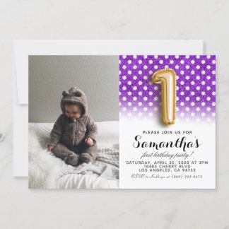 1. Geburtstags-Glitzer-Portrait Einladung