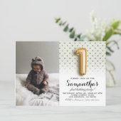 1. Geburtstags-Glitzer-Portrait Einladung (Stehend Vorderseite)