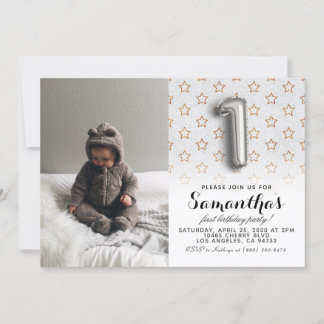 1. Geburtstags-Glitzer-Portrait Einladung