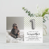 1. Geburtstags-Glitzer-Portrait Einladung (Stehend Vorderseite)