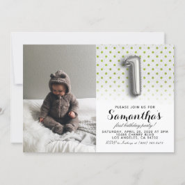 1. Geburtstags-Glitzer-Portrait Einladung
