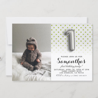 1. Geburtstags-Glitzer-Portrait Einladung
