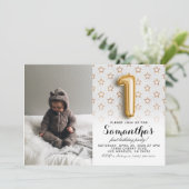 1. Geburtstags-Glitzer-Portrait Einladung (Stehend Vorderseite)