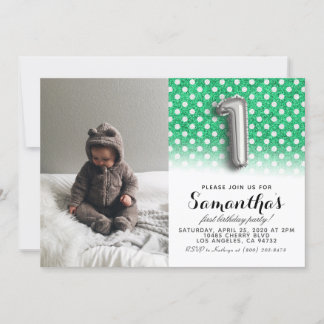 1. Geburtstags-Glitzer-Portrait Einladung