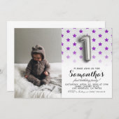 1. Geburtstags-Glitzer-Portrait Einladung (Vorne/Hinten)