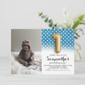 1. Geburtstags-Glitzer-Portrait Einladung (Stehend Vorderseite)