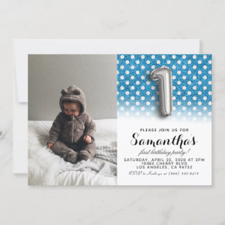 1. Geburtstags-Glitzer-Portrait Einladung