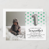 1. Geburtstags-Glitzer-Portrait Einladung (Vorne/Hinten)