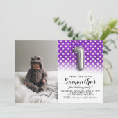 1. Geburtstags-Glitzer-Portrait Einladung (Stehend Vorderseite)