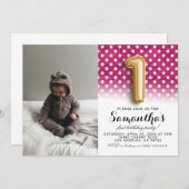 1. Geburtstags-Glitzer-Portrait Einladung (Vorne/Hinten)