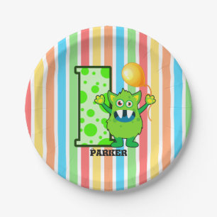 1. Geburtstags-grüne Monster-Gewohnheit Pappteller