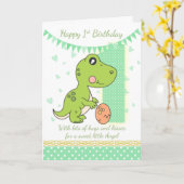 1. Geburtstags-grüner Dinosaurier-Karte, Babys 1. Karte (Gelbe Blume)