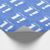 1. Geburtstags-individueller Name blau und Weiß Geschenkpapier (Ecke)