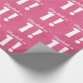 1. Geburtstags-Name-Rosa und Weiß für MÄDCHEN Geschenkpapier (Ecke)