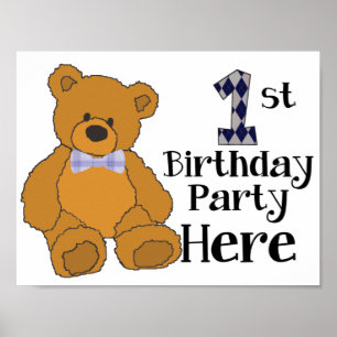 1. Geburtstags-Party Hier Poster mit Bow-Krawatte-