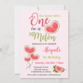 1. Geburtstags-Party in einem melonrosa Mädchen Einladung (Vorderseite)