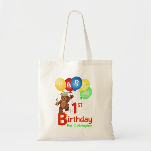 1. Geburtstags-Partyteddy-Bärn-Prinz Goodie Tragetasche (Vorne)