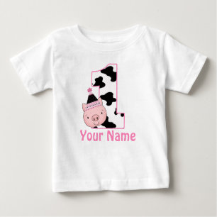 1. Geburtstags-personalisiertes kleines Piggy Baby T-shirt