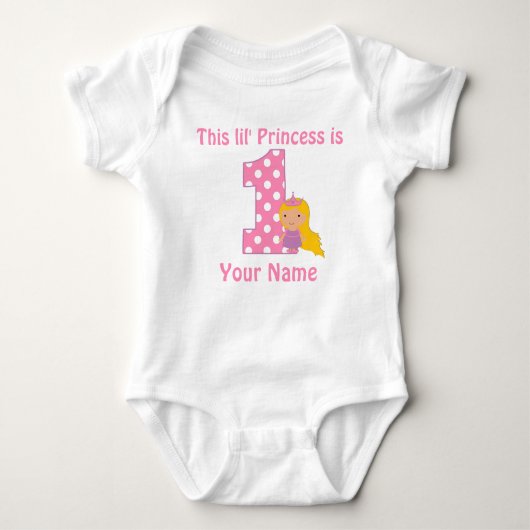 1. Geburtstags Princess Girls Personalisiertes Shi Baby Strampler (Vorderseite)