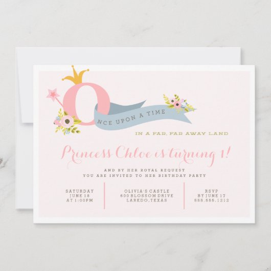 1. Geburtstags-Prinzessin-Party Einladung (Vorderseite)