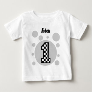 1. Geburtstags-Schachbretter und Blasen Ein Jahr a Baby T-shirt