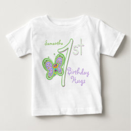 1. Geburtstags-Schmetterling-Schläger-Individuelle Baby T-shirt