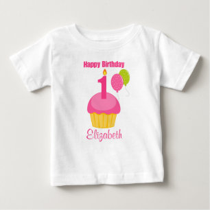 1. Geburtstags-Shirt Pink Cupcake Baby T-shirt